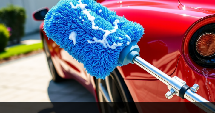 Car wash cleaning mitt on a stick