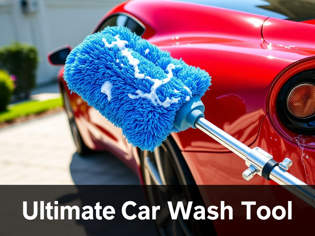 Car wash cleaning mitt on a stick